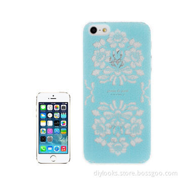 Dermatoglyph Paper-cut Flower Pattern Translucent Plastic Protective Case for iPhone 5 & 5S